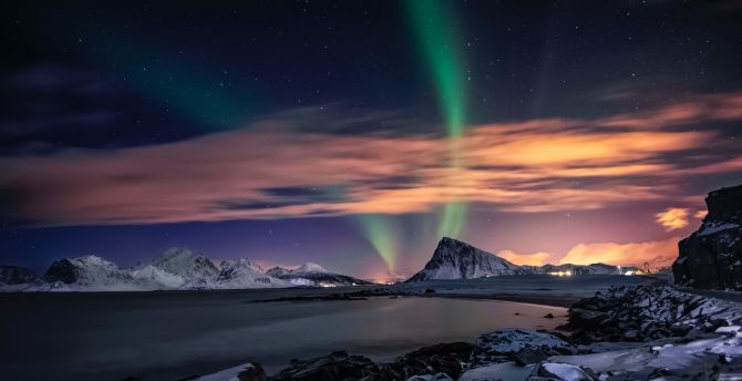 Aurora Borealis, Northern Lights, lake, sky, nature wallpaper