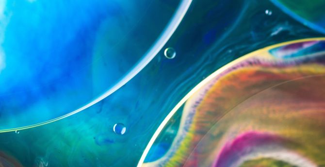 Drops, bubbles, blue, submerged, paint art wallpaper