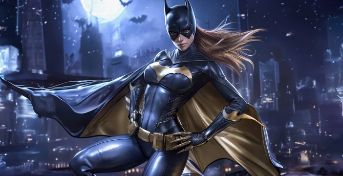 Batgirl, fiery bold, superhero wallpaper