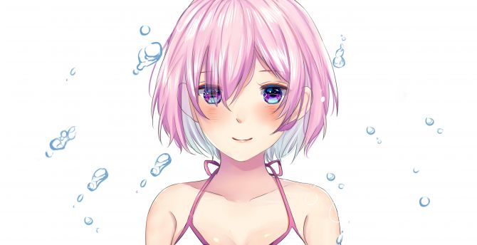 Beautiful, Mashu Kyrielight, Fate/Grand Order, water bubbles, anime girl wallpaper