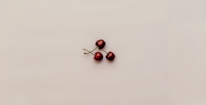 Three cherries, fruits, minimal wallpaper