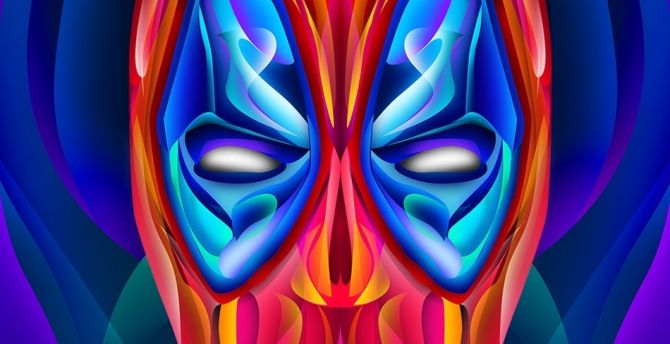 Deadpool, colorful face art wallpaper