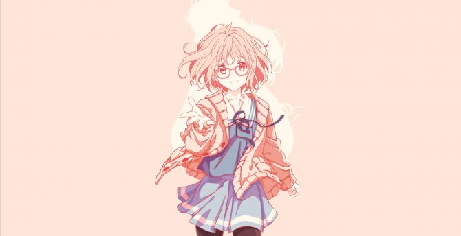 Short hair, Mirai Kuriyama, anime girl, minimal, glasses wallpaper