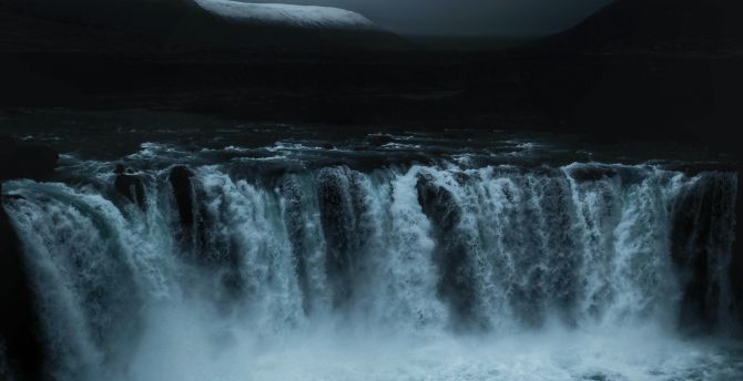 Iceland, waterfall, evening, nature wallpaper