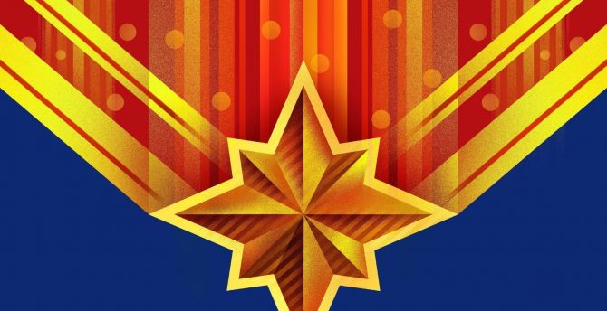 Captain Marvel, Star, Logo, art wallpaper