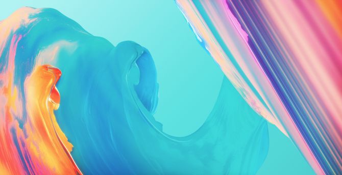 Paint, colorful waves, oneplus 5t, stock wallpaper