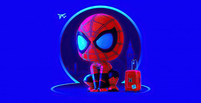 Spider-man with suitcase, fan art, 2020 wallpaper