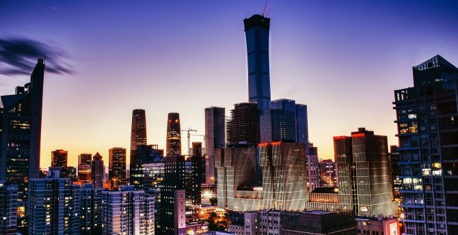 Buildings of Beijing, cityscape, sunset, dawn wallpaper