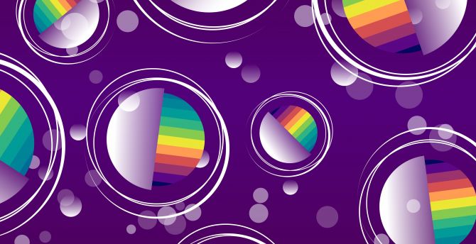 Balls, circles, Rainbow, digital art wallpaper