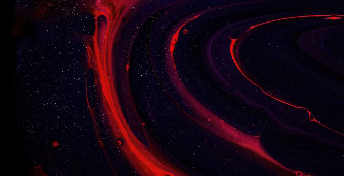 Dark, outer space, red rings, artwork wallpaper