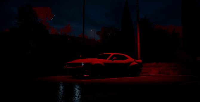 Dodge Challenger, Need for speed, red car, video game wallpaper