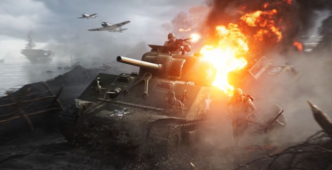 Battlefield V, tank fight, video game, 2019 wallpaper