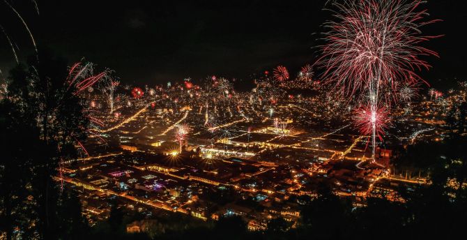 Dark, celebration, night, fireworks, city wallpaper