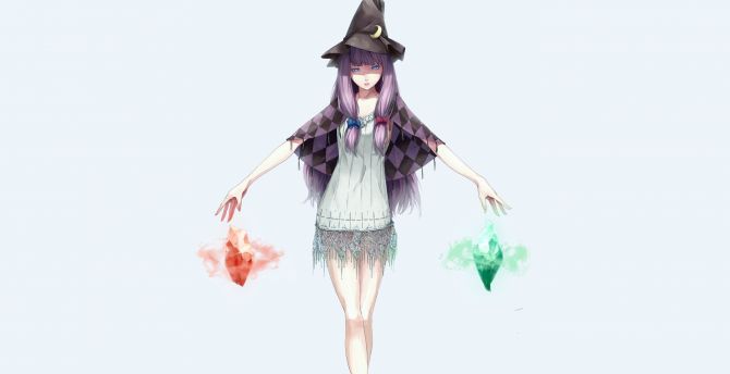 Witch, Patchouli Knowledge, touhou, anime girl wallpaper