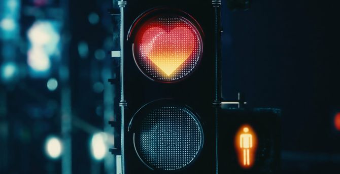 Desktop Wallpaper Traffic Light Heart Signal Hd Image Picture Background D6182f