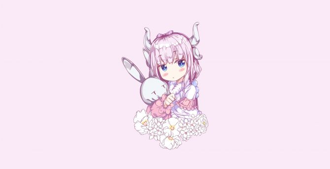 Cute, Kanna Kamui, minimal, Kobayashi-san Chi no Maid Dragon, anime wallpaper