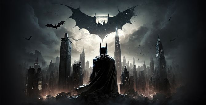 Batman Gotham, game, dark night, buildings, 2023 wallpaper
