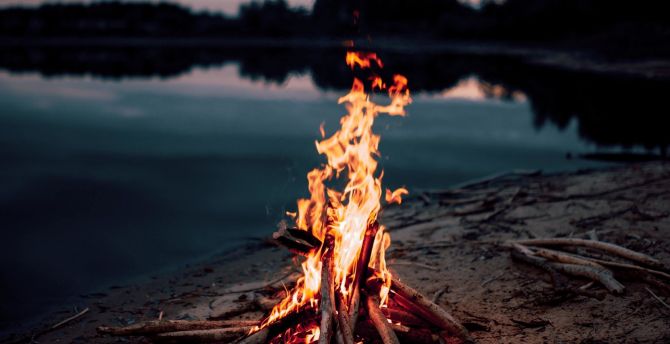 Bonfire, fire flame wallpaper