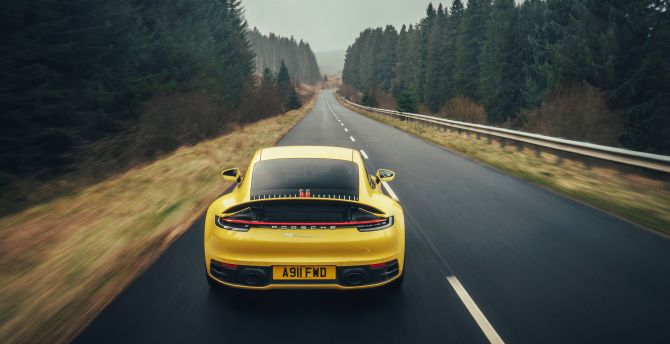Porsche 911 Carrera 4S, on-road, yellow wallpaper