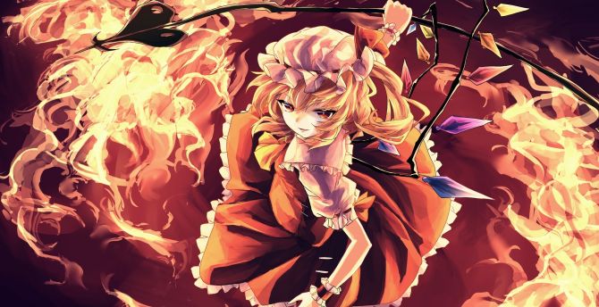 Anime, Flandre Scarlet, anime girl, artwork wallpaper