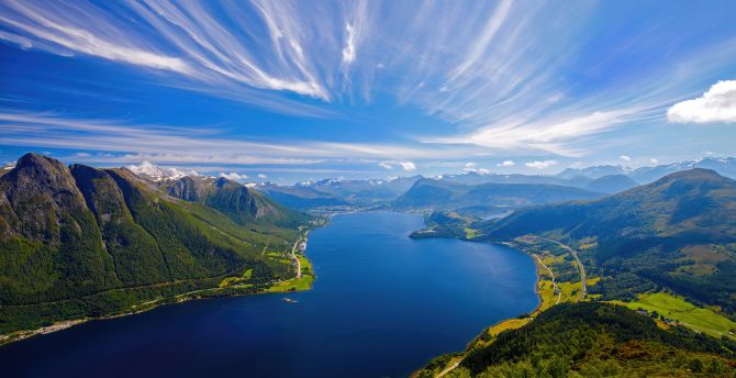Norway's Lake, coast, mountains, seascape wallpaper