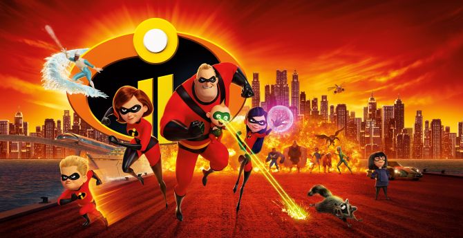 2018, Animation movie, Superheroes family, The Incredibles 2, poster wallpaper