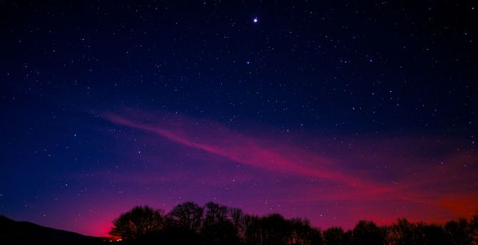 Blue pink sky, starry night, nature wallpaper