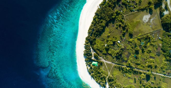 Tropical islands, Maldives, beach, aerial view wallpaper