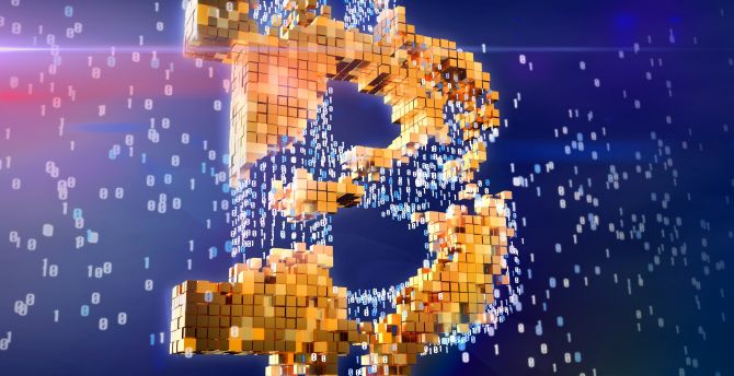 Bitcoin, cubes, binaries wallpaper