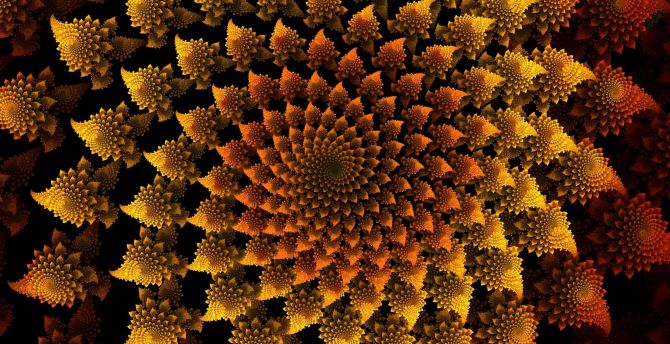 Fractal, golden pattern, spiral wallpaper