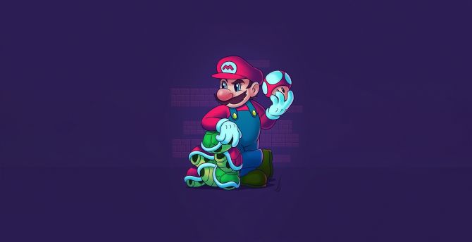 Super Mario, video game, character, minimal art wallpaper