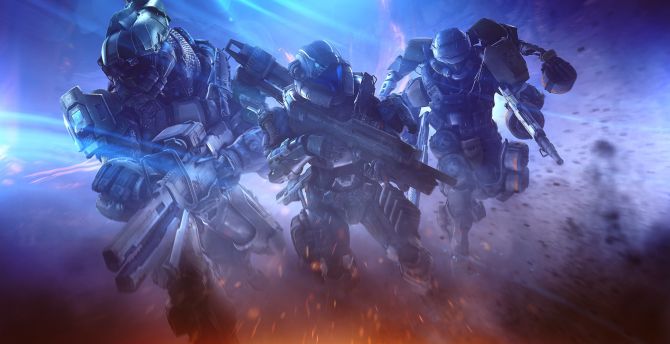 Soldiers, Halo, Spartans team, video game wallpaper