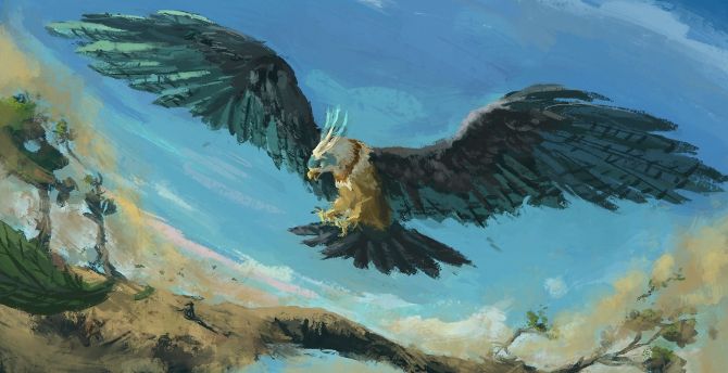 Fantasy, mighty eagle, flight, artwork wallpaper
