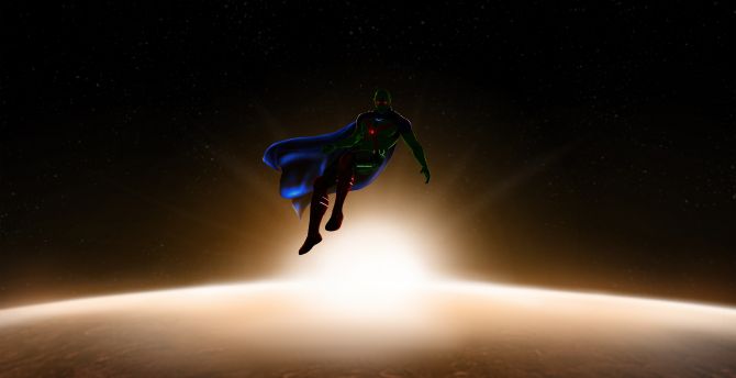 Martian manhunter, flight in space, superhero, DC hero wallpaper