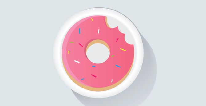 Doughnut, food, sweets, minimal wallpaper
