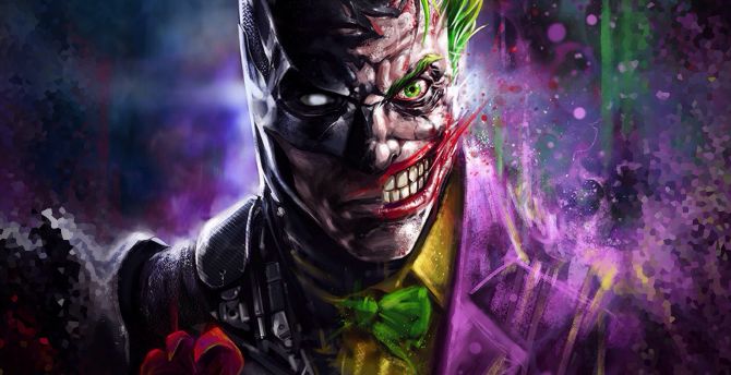 Batman and joker, face-off, artwork wallpaper
