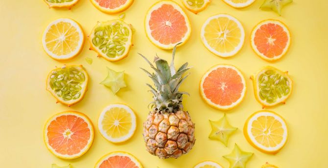 Summer, fruits' slices, citrus fruits wallpaper