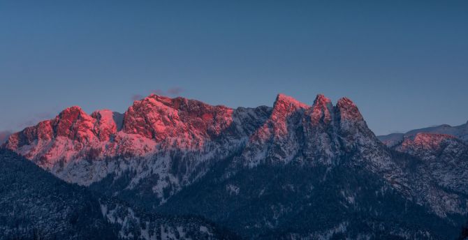 Sunrise, shining peaks, nature, Austria wallpaper