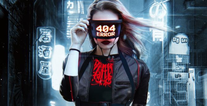 404 error, sci-fi, girl wallpaper