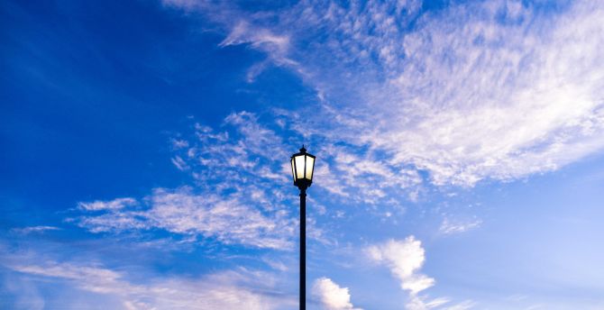 Street light, blue sky wallpaper