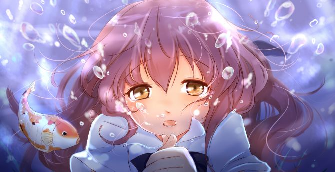 Cute face, anime girl, underwater, Nishimiya Shouko, Koe no Katachi wallpaper