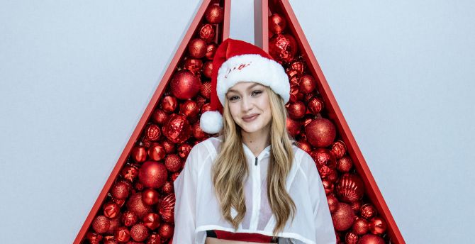 Gigi Hadid, reebok, Christmas event, smile wallpaper