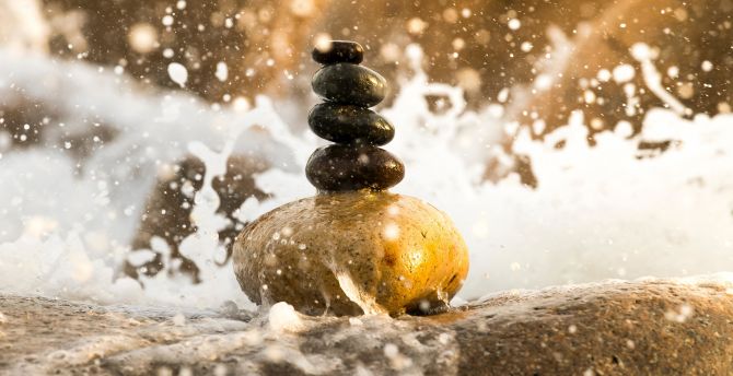 Balance, rocks, water splash wallpaper