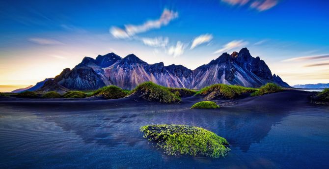 Mountains, Iceland, reflections, nature wallpaper