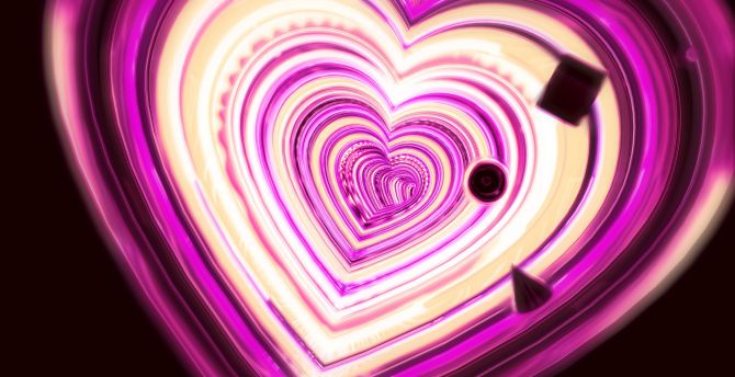 Love, hearts pink, illusion wallpaper
