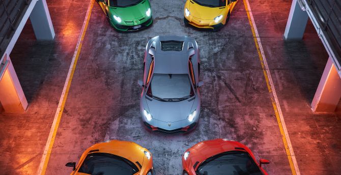 Luxurious car collection, Lamborghini Aventador wallpaper