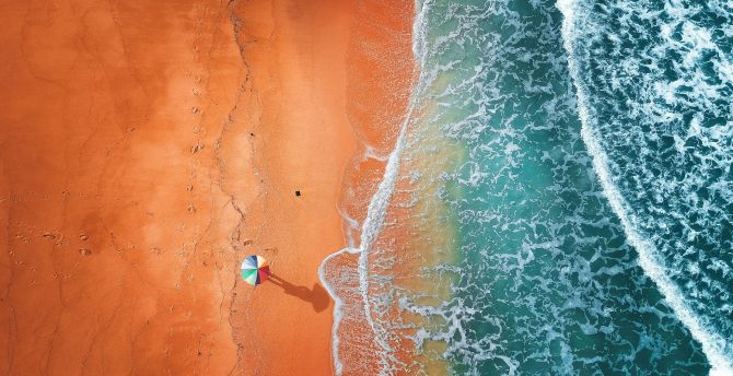 Beach, drone view, adorable sea-shore wallpaper