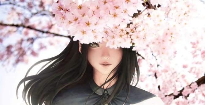 Wallpaper anime girl, original, cherry blossom, sakura desktop wallpaper, hd  image, picture, background, e074ac | wallpapersmug