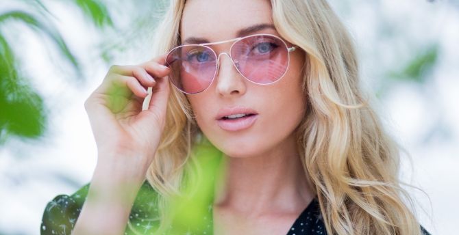 Sunglasses, woman model, blonde wallpaper