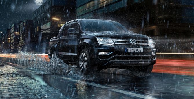 Rain, on-road, Volkswagen Amarok wallpaper